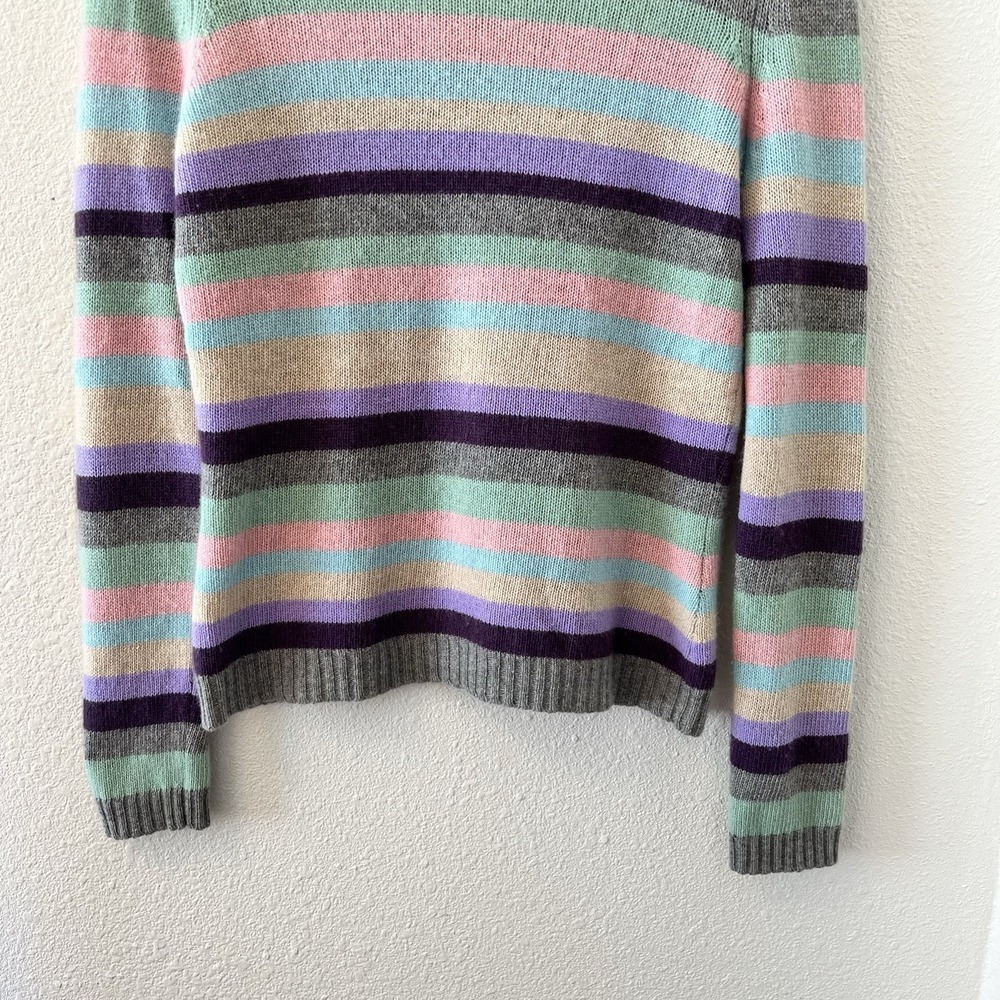 Vintage 90s Sutton Studio Cashmere Sweater Women's Small Striped Pastels Classic - Picture 5 of 12